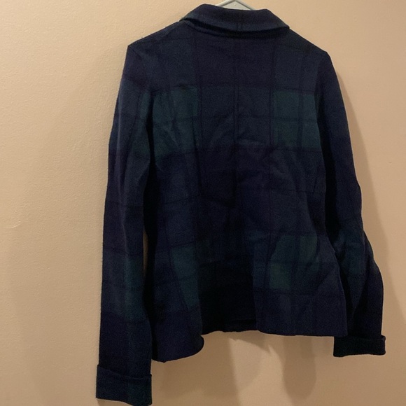 Tahari women’s medium  cardigan / blazer style - blue/green tartan print - Picture 5 of 5